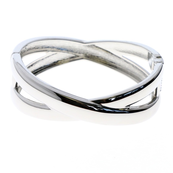 Express Jewelry - Spring-loaded Cuff-Bracelet Silver-Tone NWOT